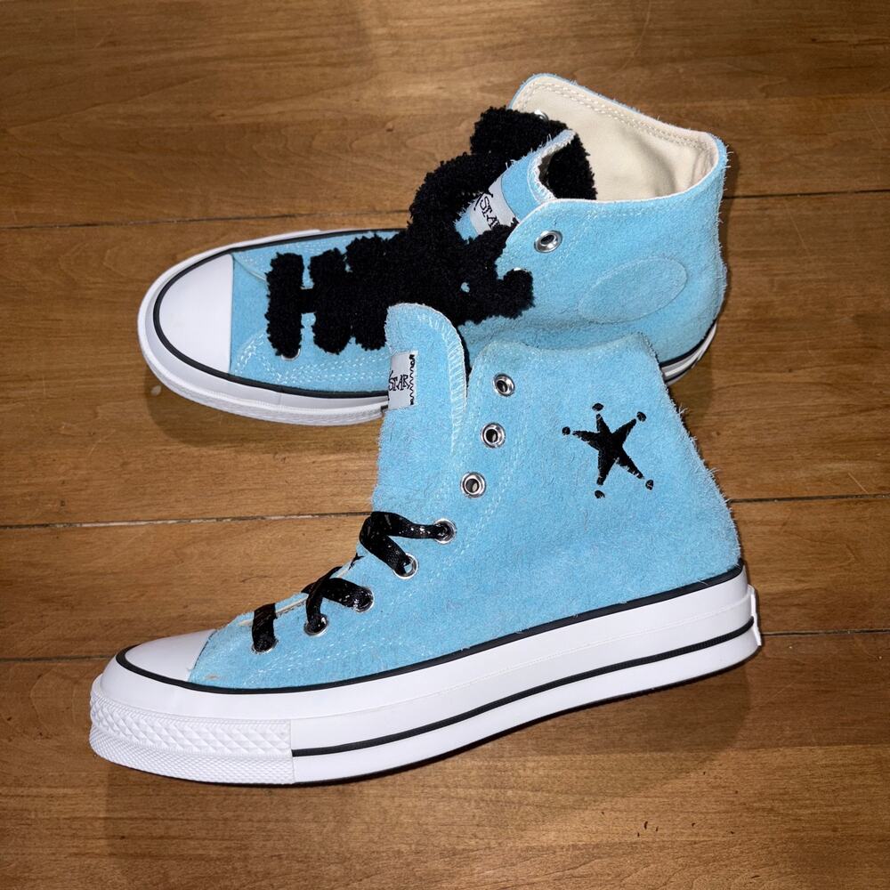 Converse x Stüssy Chuck 70 Hi 'Sky Blue' Suede Sneakers (Style: A07663C) US7M